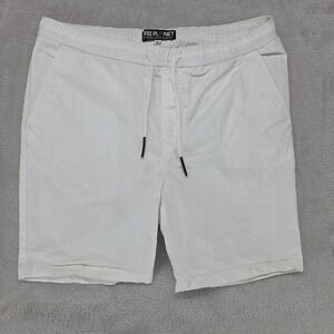 Free Planet Shorts Mens Medium White Organic Cotton Chino Drawstring Stretch